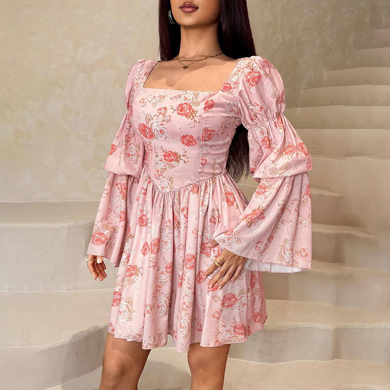 Bodycon Square Neck Full Sleeve High Waist Dress