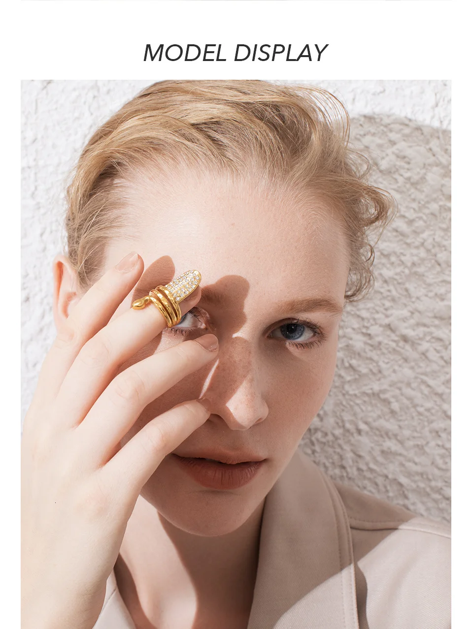 Punk Snake Rhinestone Nail Ring Stainless Steel Curve Finger Rings For Women Accessories Fashion Jewelry Gifts