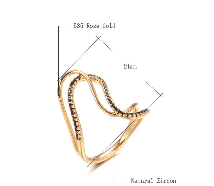 Korean fashion micro-paved zirconia ring for women, fashionable and personalized irregular ring
