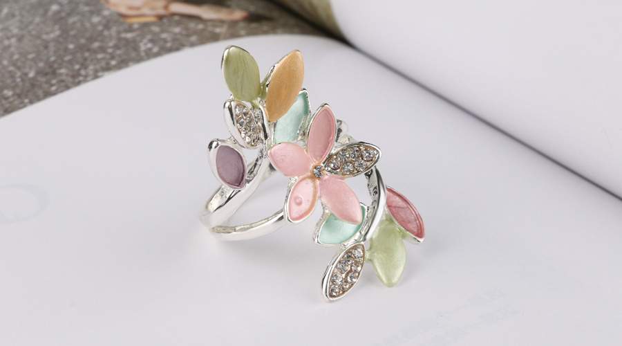 Multicolor Enamel Rings For Women Crystal Wedding Ring Female Vintage Jewelry Wholesale Girl Gift