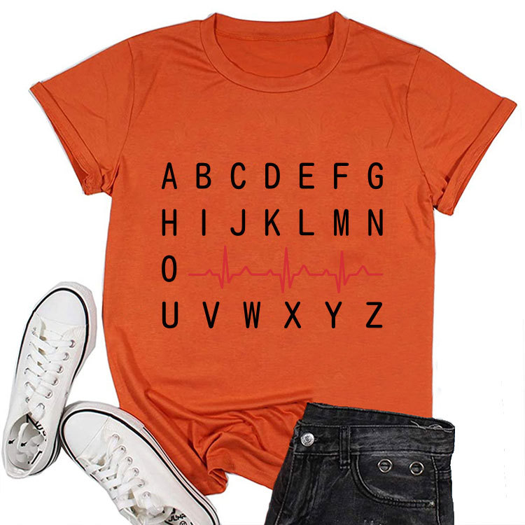 Ladies Geometric Print Round Neck Short Sleeve Tee