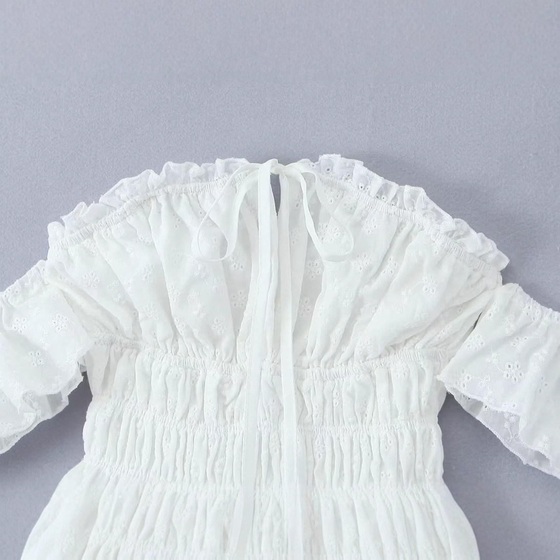 Asymmetric Mandarin Collar Ruffle Hem Top