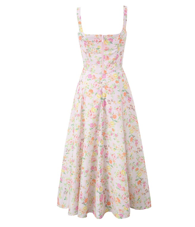 Women's Clothing Floral Fishbone Tie Strap Top + Tube Top Dress Set