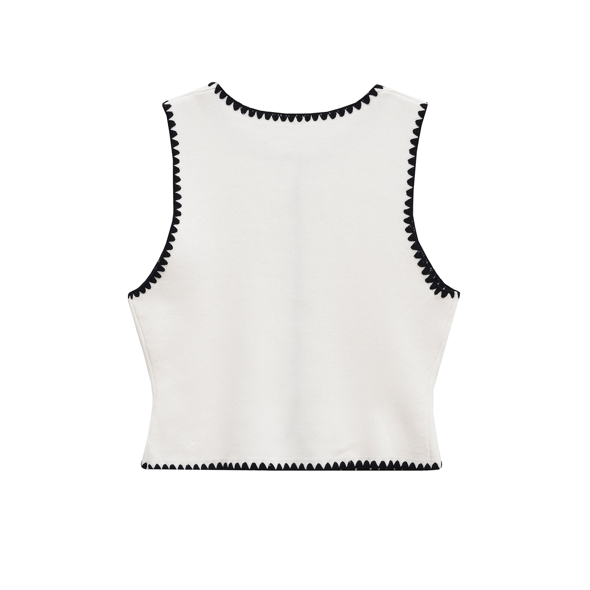 Fashion Round Neck Color Block Embroidery Knitted Vest