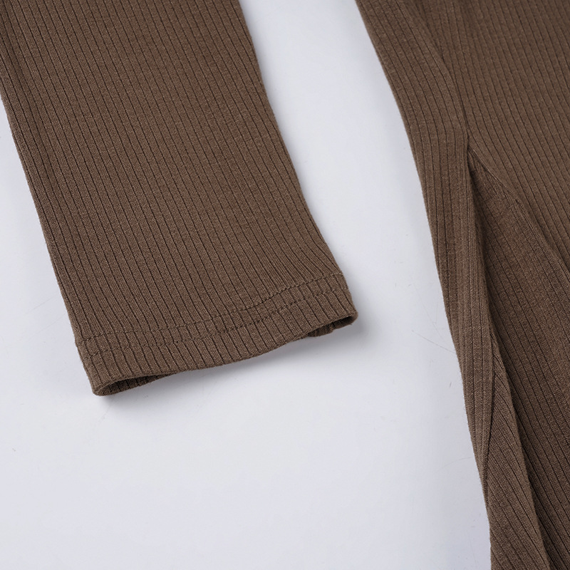 Long Sleeve Structured Button Neck Slit Dress