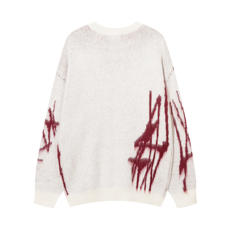 Slouchy Long Sleeve Cotton Polyester Crew Collar Sweater