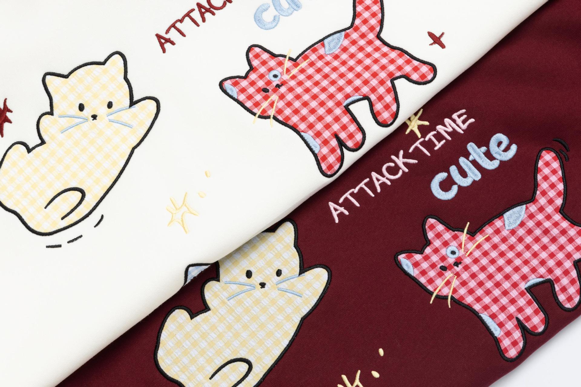 Cotton Kitten Applique Long Sleeve Hoodie