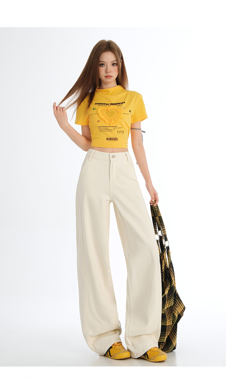 Light-colored Wide-leg Jeans for Women - Summer New Arrival, Split Design Loose Fit Concealing Meaty Legs with Vertical Feel Banana Flare Pants