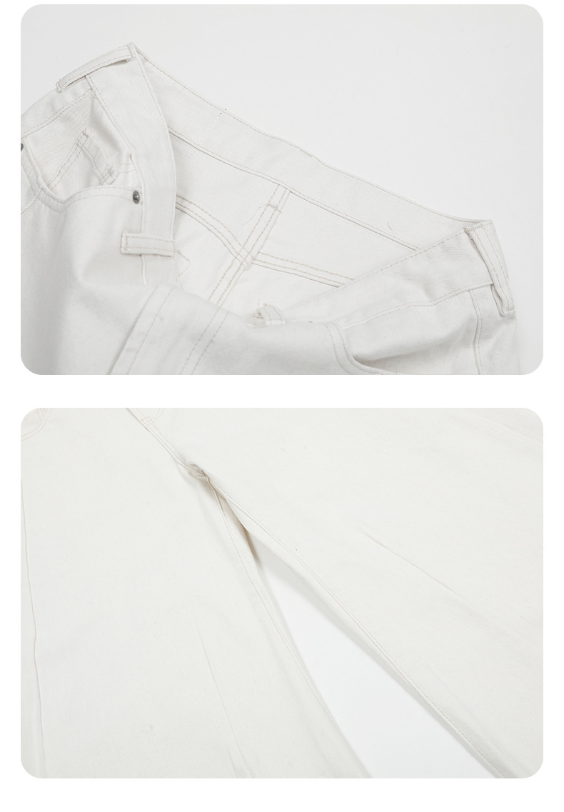 White Tapered Straight Leg Jeans for Men and Women