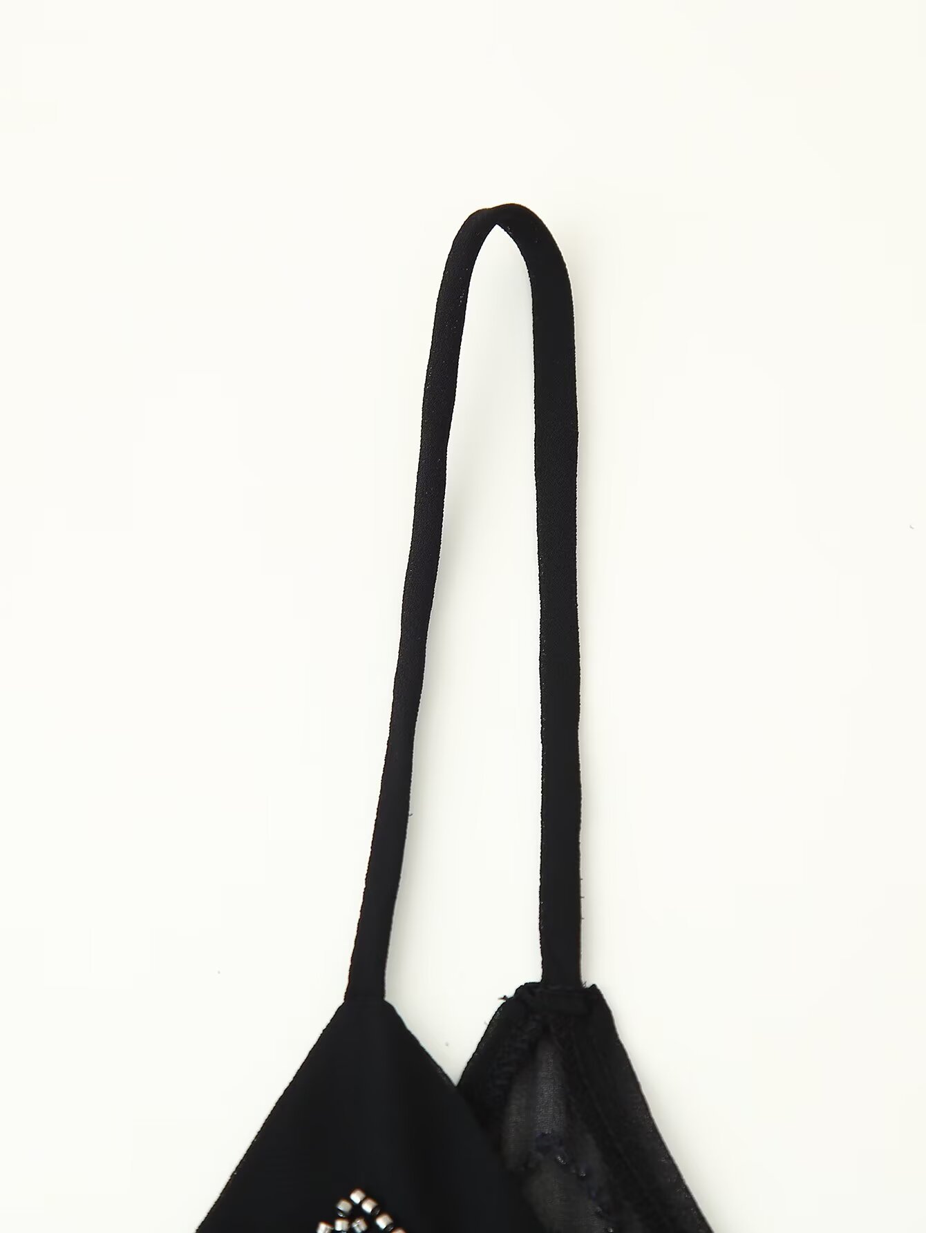 Charcoal Polyester Plunge Front Embellished Vest
