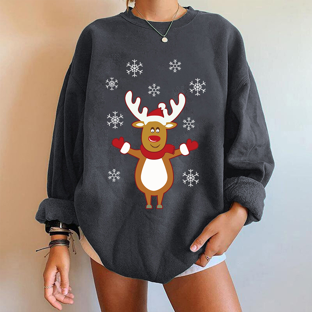 Loose Fit Cotton Blend 3D Deer Hoodie
