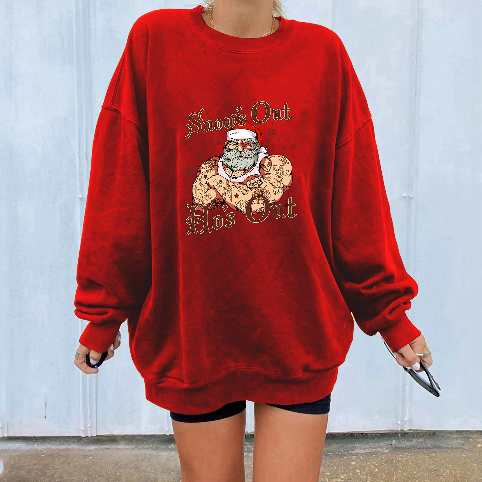 Ladies' Oversized Christmas Graphic Hoodie