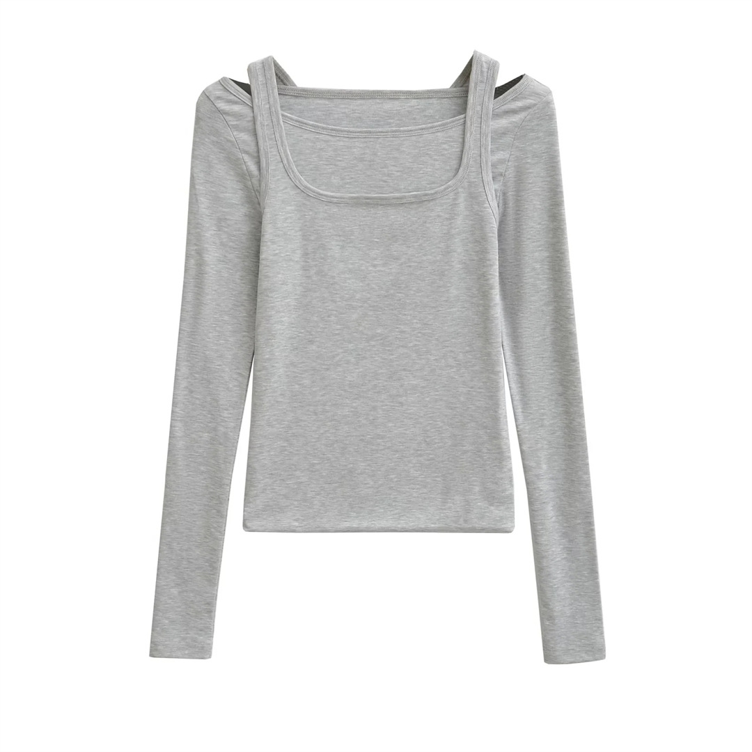 Ladies Sensual Bodycon Solid Long Sleeve Tee