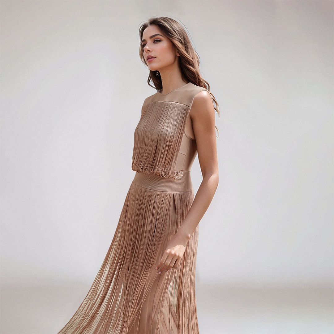 Solid Color U-Neck High Waist Straight Skirt