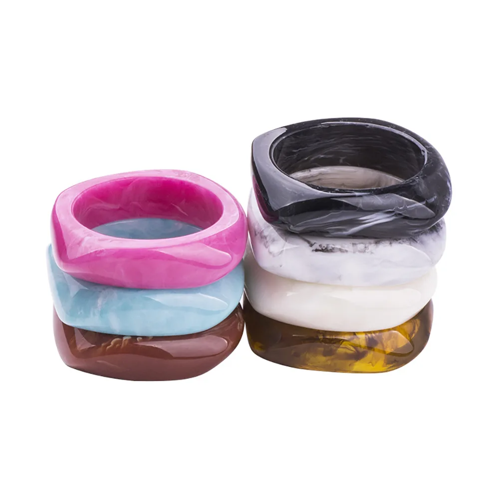 Vintage Colorful Resin Cuff Bracelets Bangles for Women Acrylic Irregular Geometric Wide Bracelet Charms Female Jewelry
