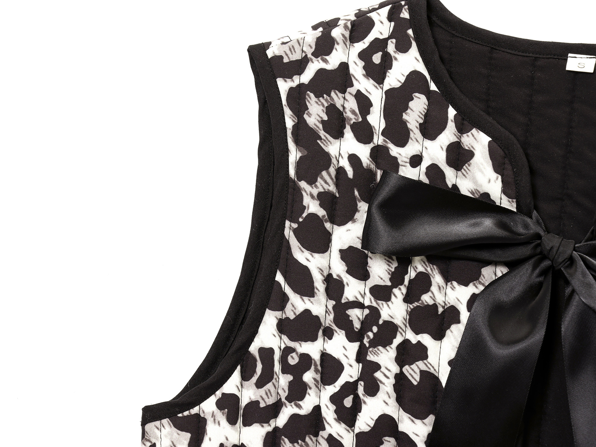 Bow decoration leopard print face vest for women