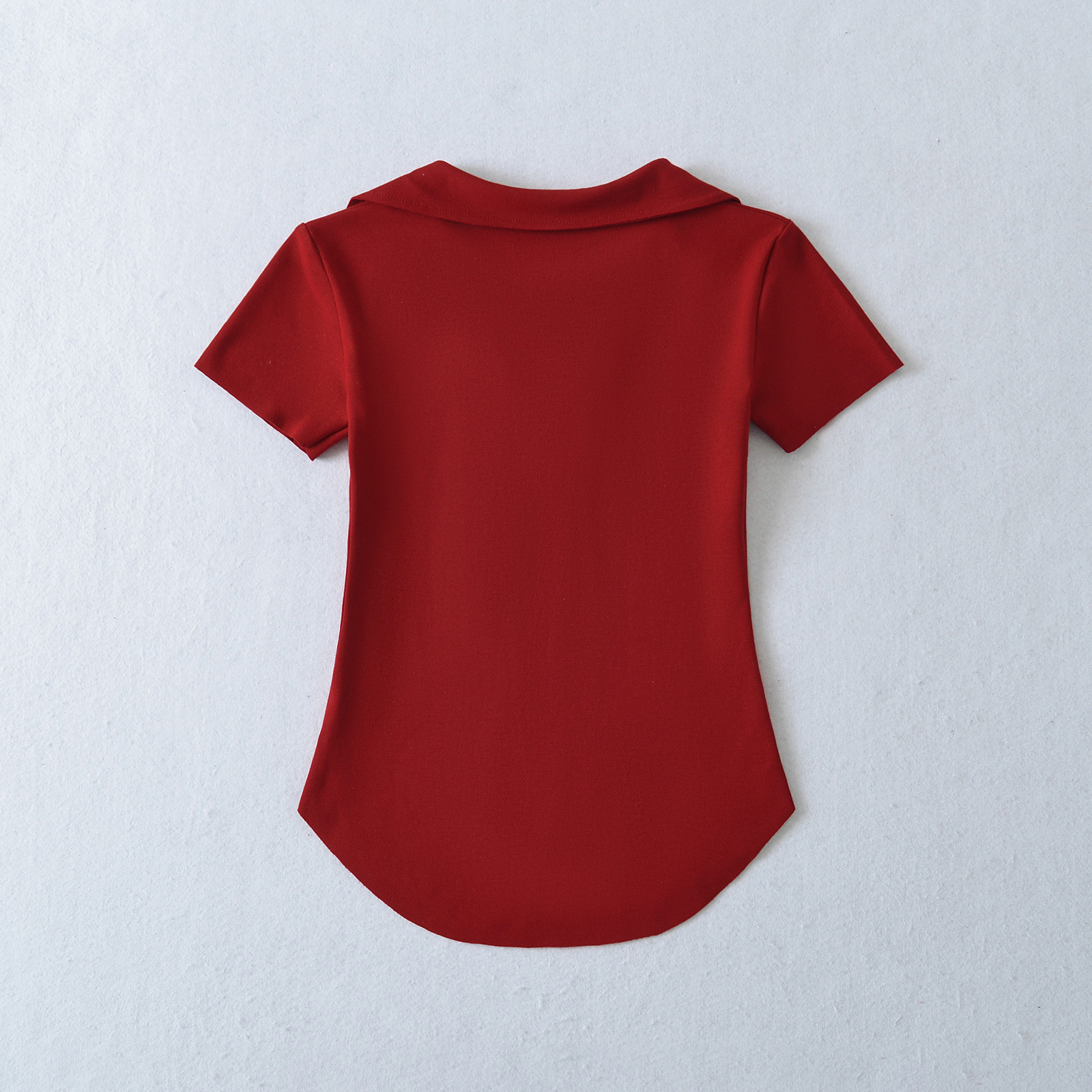 Sexy V-neck Curved Hem Short Sleeve Casual T-shirt