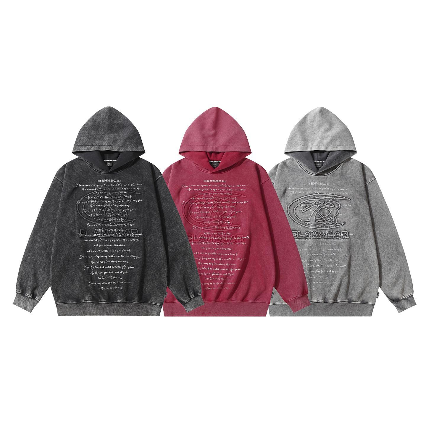Long Sleeve Cotton Polyester Vintage Script Hoodie