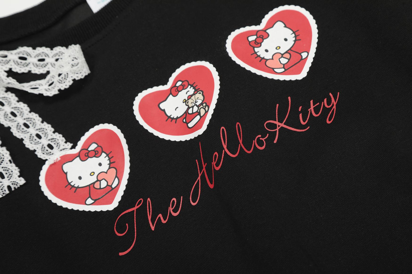 Bardot Sweetheart Kitten Print Shirred Torso Hoodie