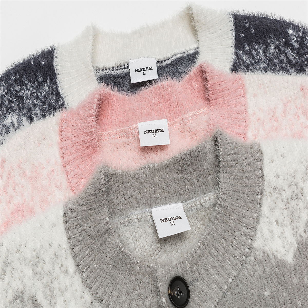 Unisex Japanese Workwear Relaxed Ombre Stripe Cardigan