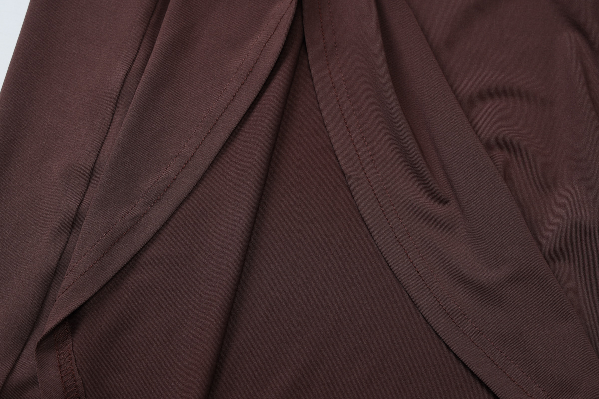 Solid Crew Armless Sash Split Dress