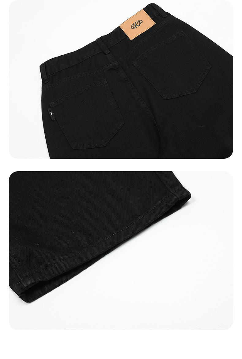 Black Straight Jeans for Men and Women Loose Fit Trendy Slim Wide Leg Stacked Long Pants