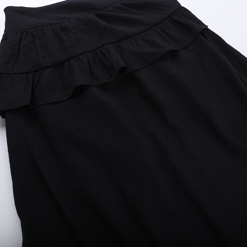 Sultry Deep Retro Draped Solid Polyester Skirt