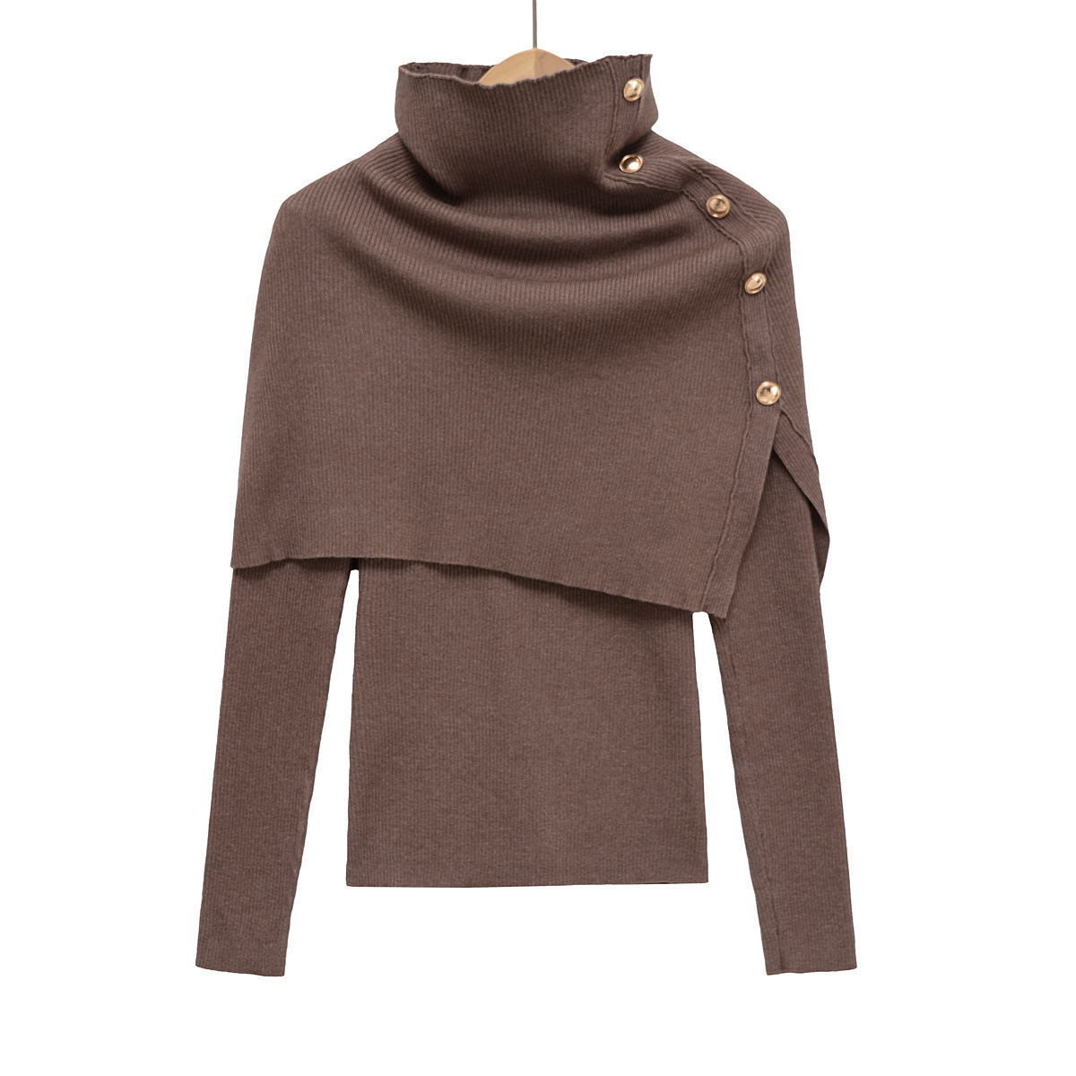 Turtleneck Cardigan and Full Sleeve Sweater Ensemble