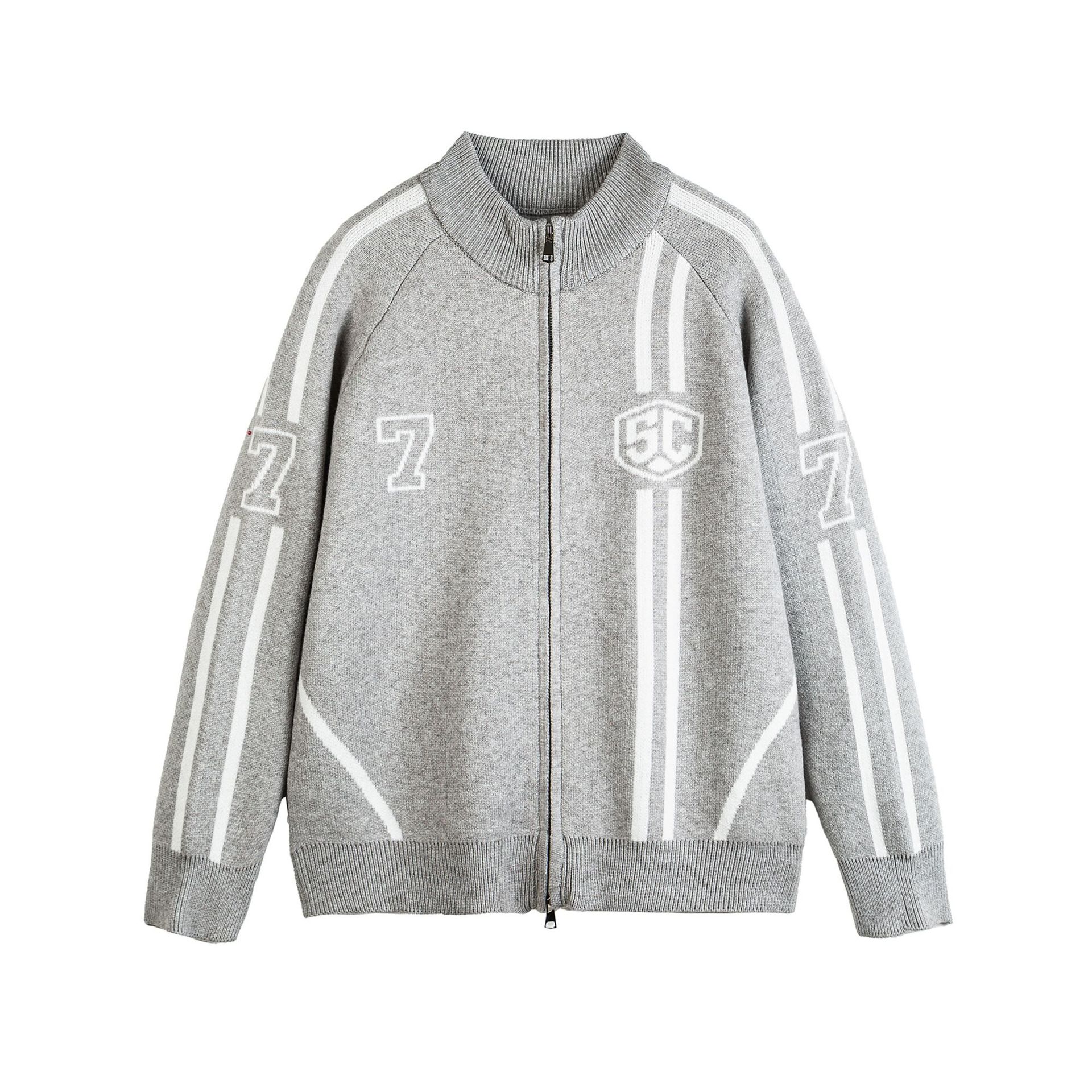 Two-Tone Textured Dual-Zip Athletic Polyester Jacket