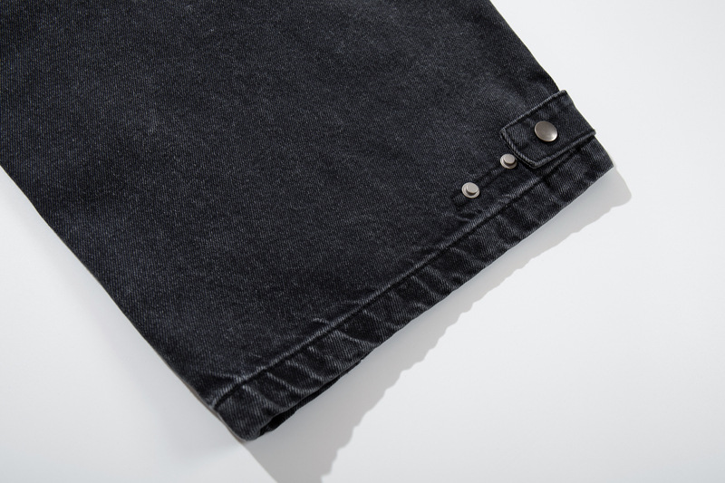 Retro Washed Deconstructed Knife-Edge Denim Pants Unisex Trendy Loose Hip-Hop Wide Leg Pants Black Scythe Style Pants