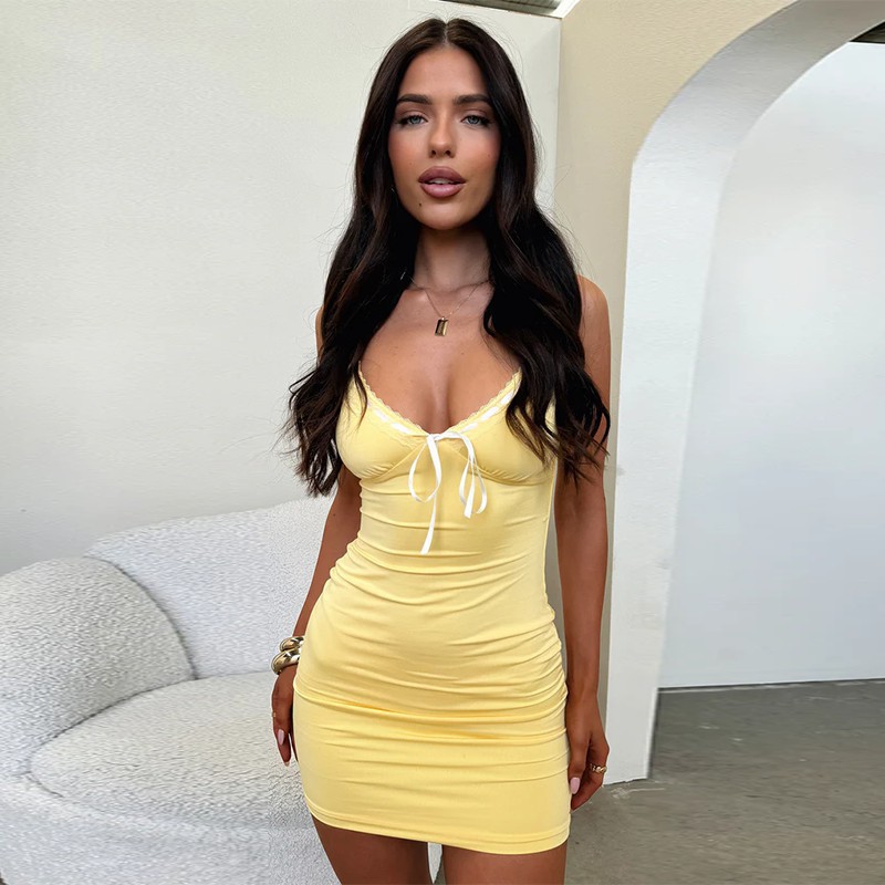 V-Neck Bodycon Polyester Spandex Skirt