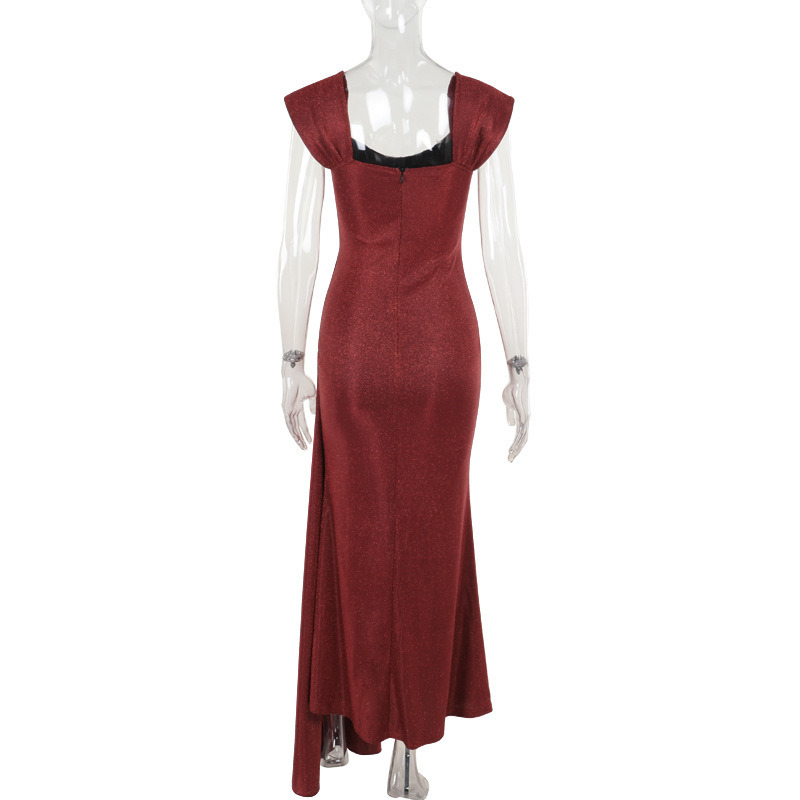 High Waist Square Neck Bodycon Maxi Dress