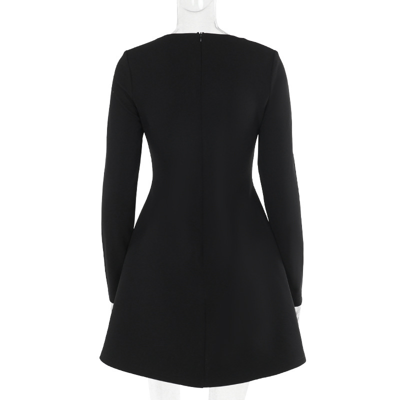 Ladies' Stretch Polyester Straight Neckline Full Sleeve Dress