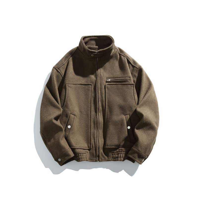 Plain Wool Oversized High Neck Jacket