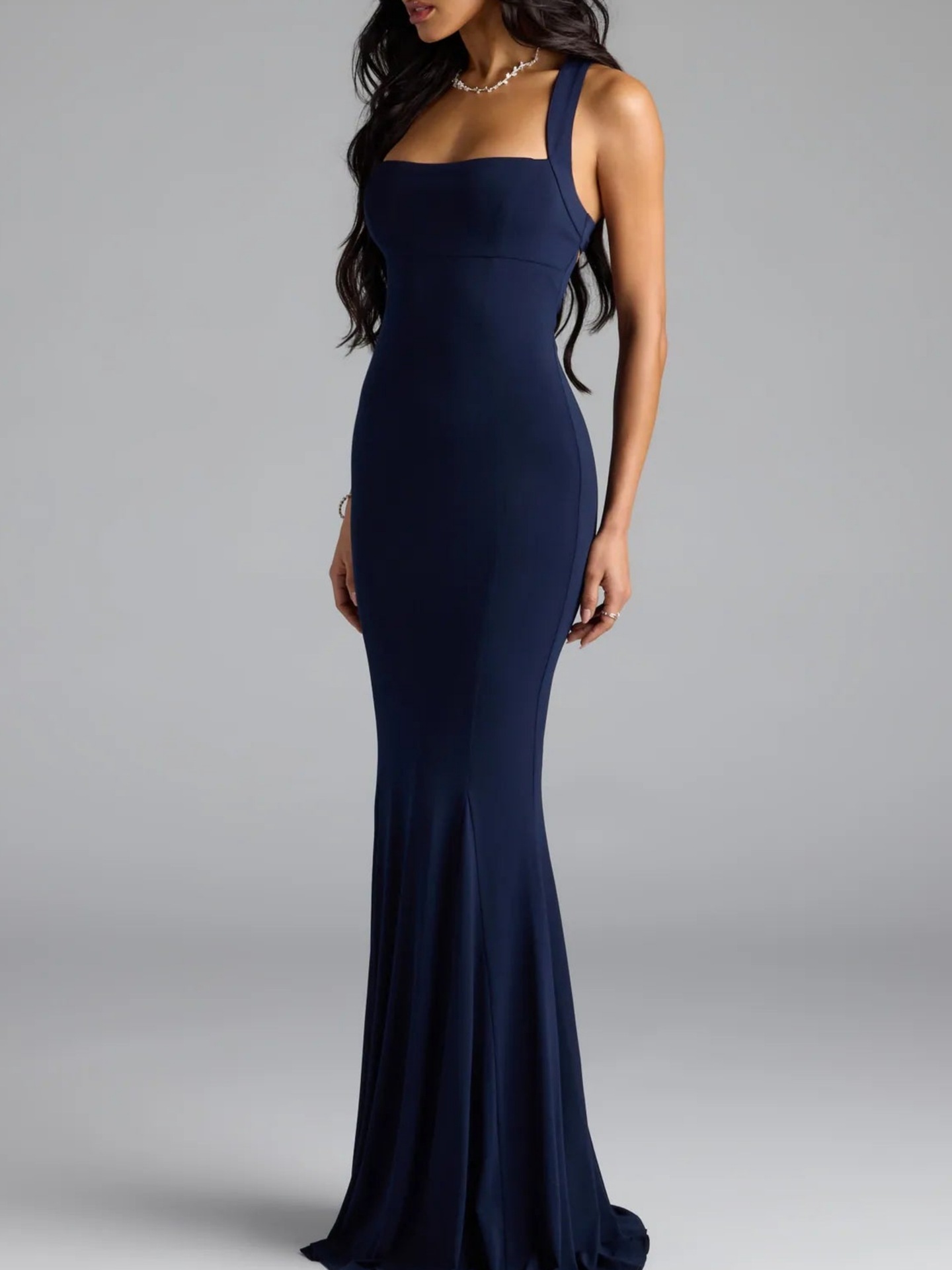 Square Neck Sleeveless Fitted High-Rise Open Back Dress