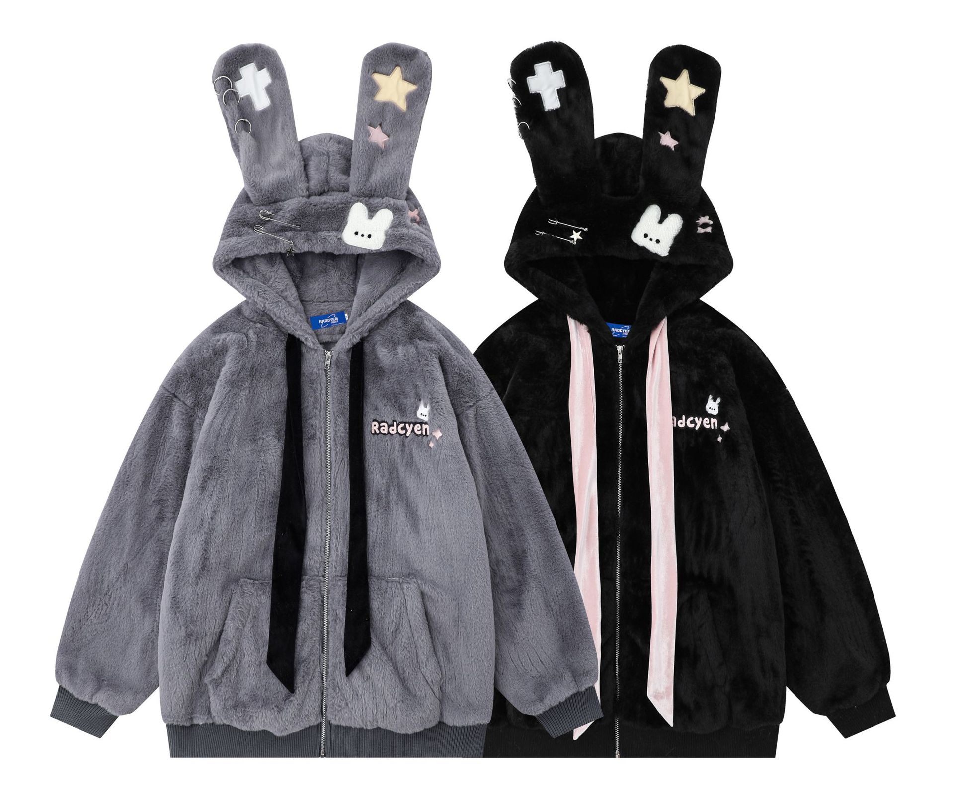 Loose Fleece-Lined Thick Warm Hooded Cotton Jacket