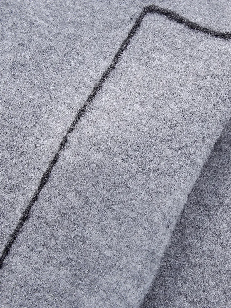 Ladies Geometric Slouchy Knit Mock Neck Pullover