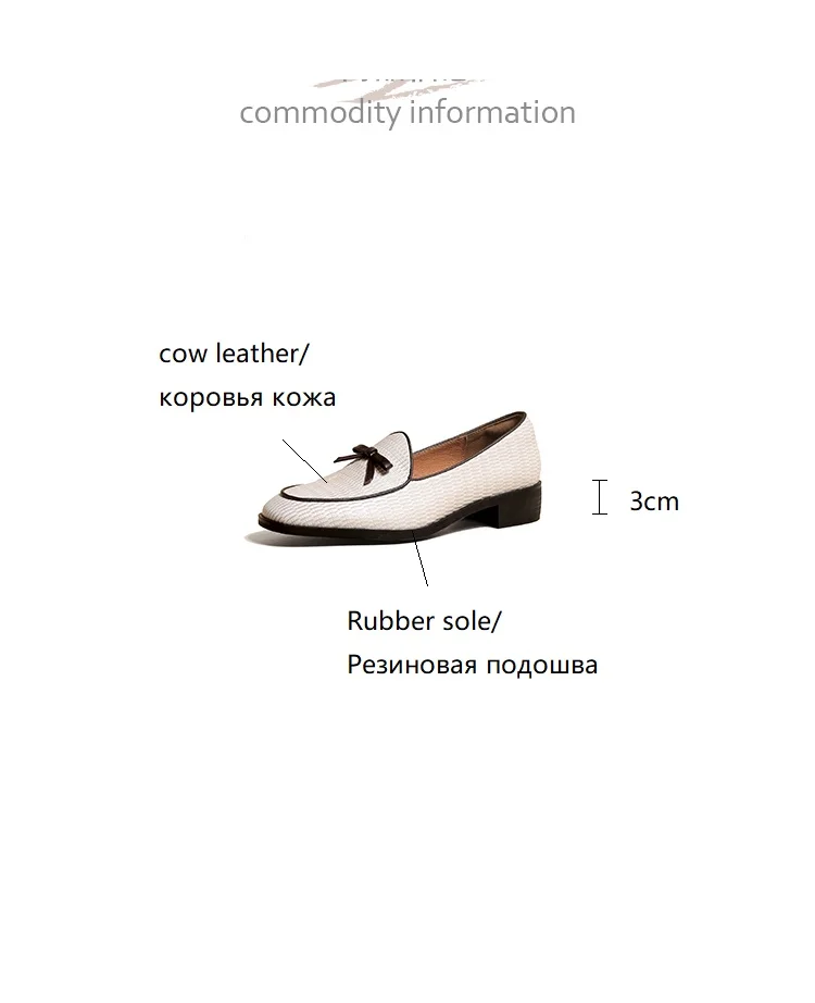 Spring/Autumn Women Loafers Genuine Leather Shoes for Women Round Toe Chunky Heel Shoes Casual Bow-knot Low Heel Women Pumps