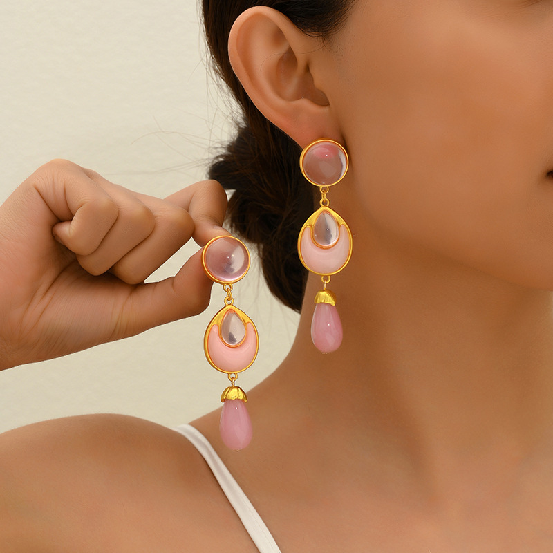 Crystal earrings fashionable alloy drop-shaped earrings