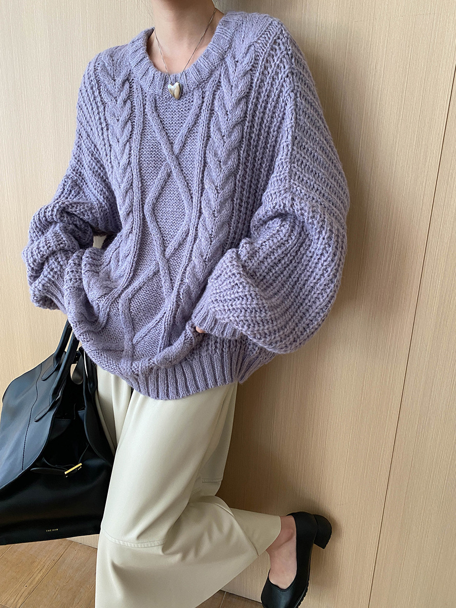 Relaxed Fit Solid Long Sleeve Sweater