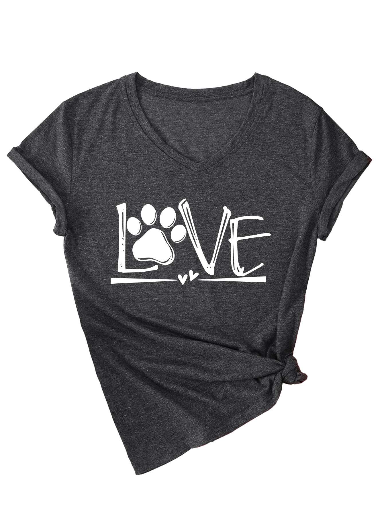 Geometric Print Round Collar Ladies T-Shirt