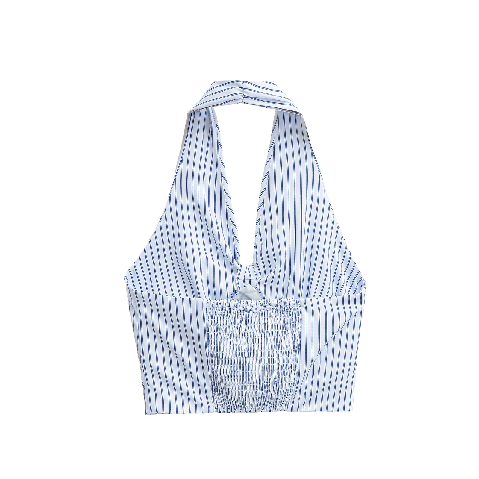 Sleeveless Stripe Cutout Halter Cami Top