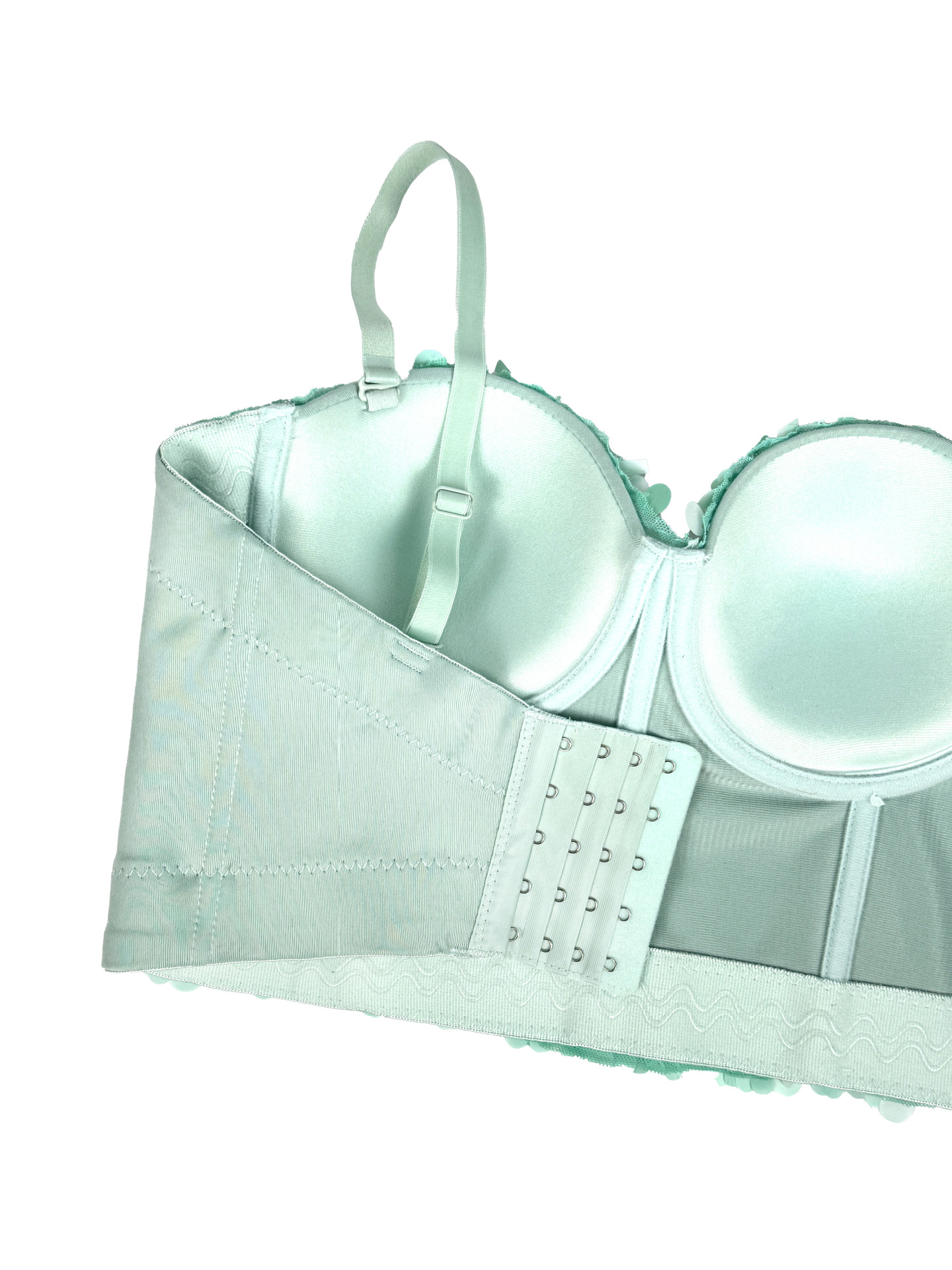 Shiny Sequin Strapless Top Heavy Work Sexy Outerwear Backless Body Shaping Boned Bra Party Performance