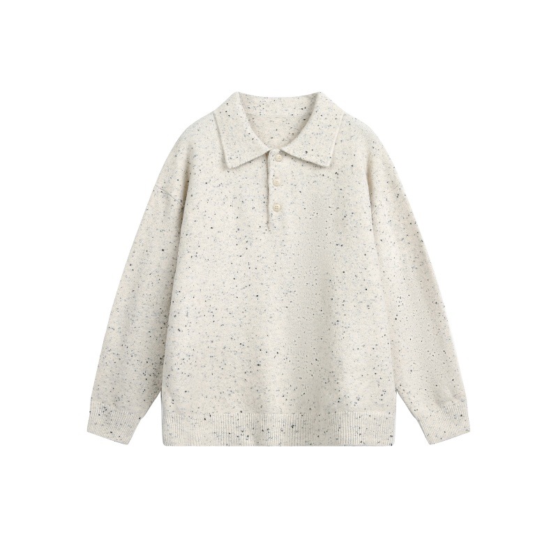 Oversized Japanese Workwear Polyester Clasp Neck Sweater