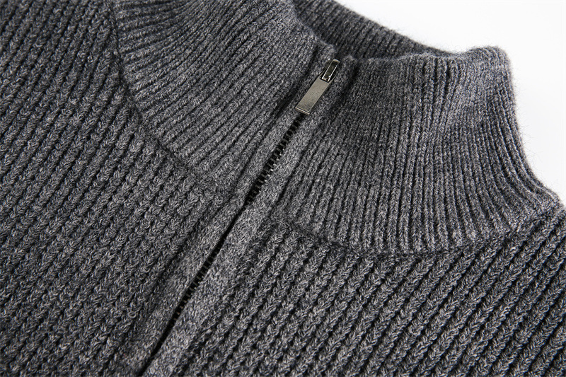 Oversized Japanese Workwear Zip-Up Ribbed Sweater