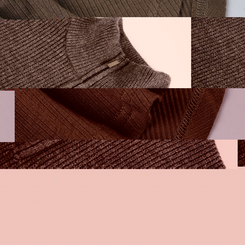 Oversized Japanese Workwear Zip-Up Ribbed Sweater