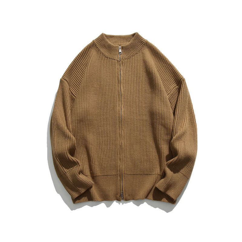Japanese Workwear Plain Zip Front Cardigan