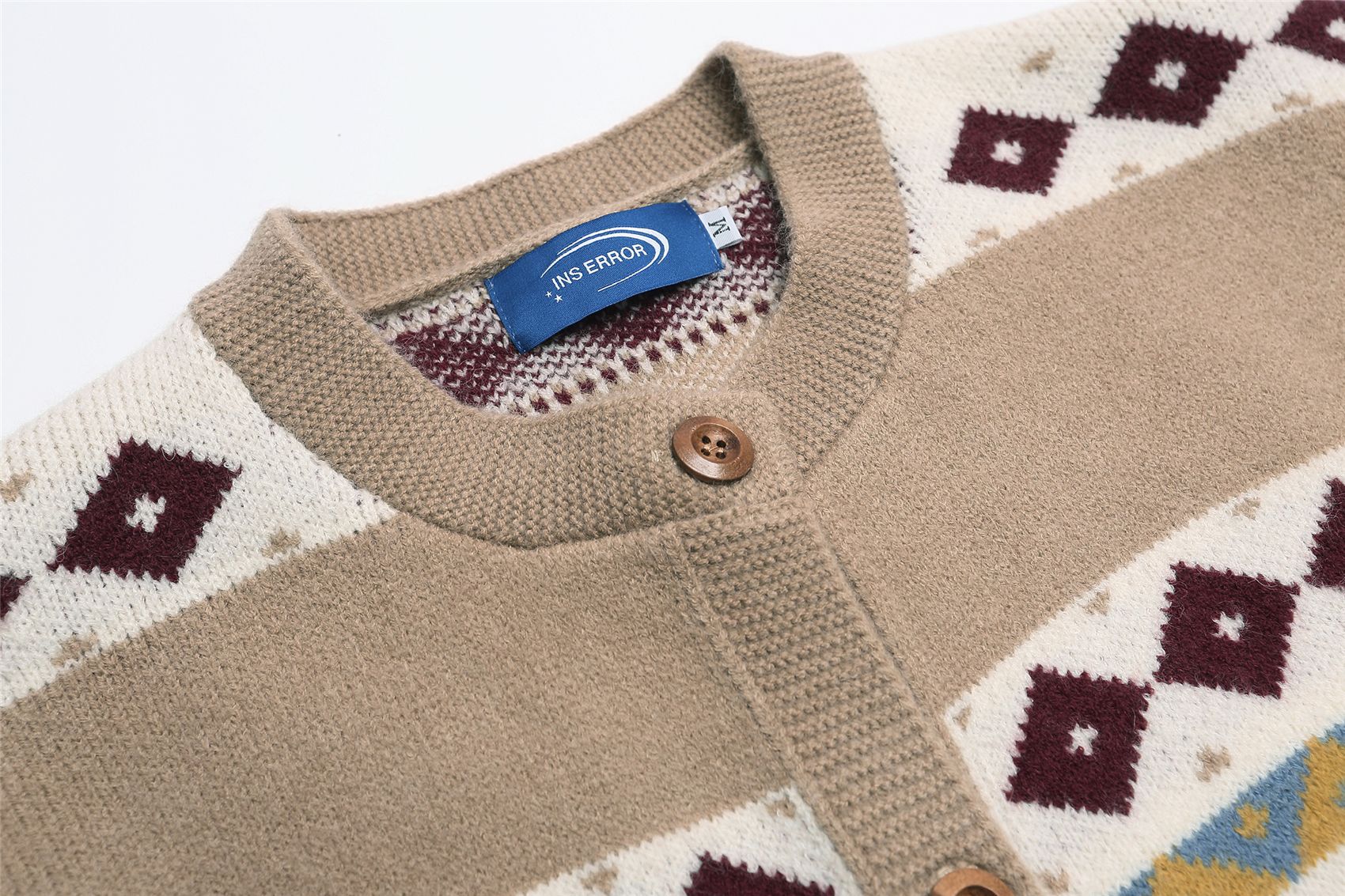 Genderless Oversized Japanese Retro Jacquard Open Front Sweater