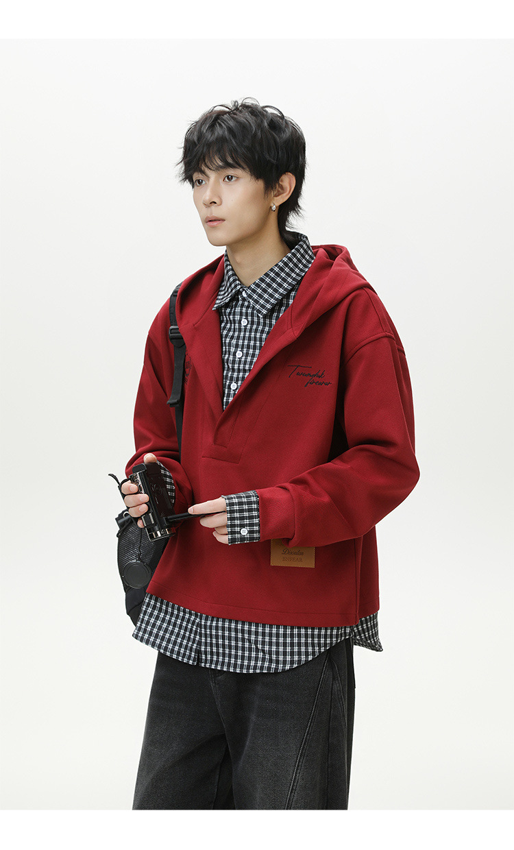 American Trend Cotton Layered Hood Sweatshirt