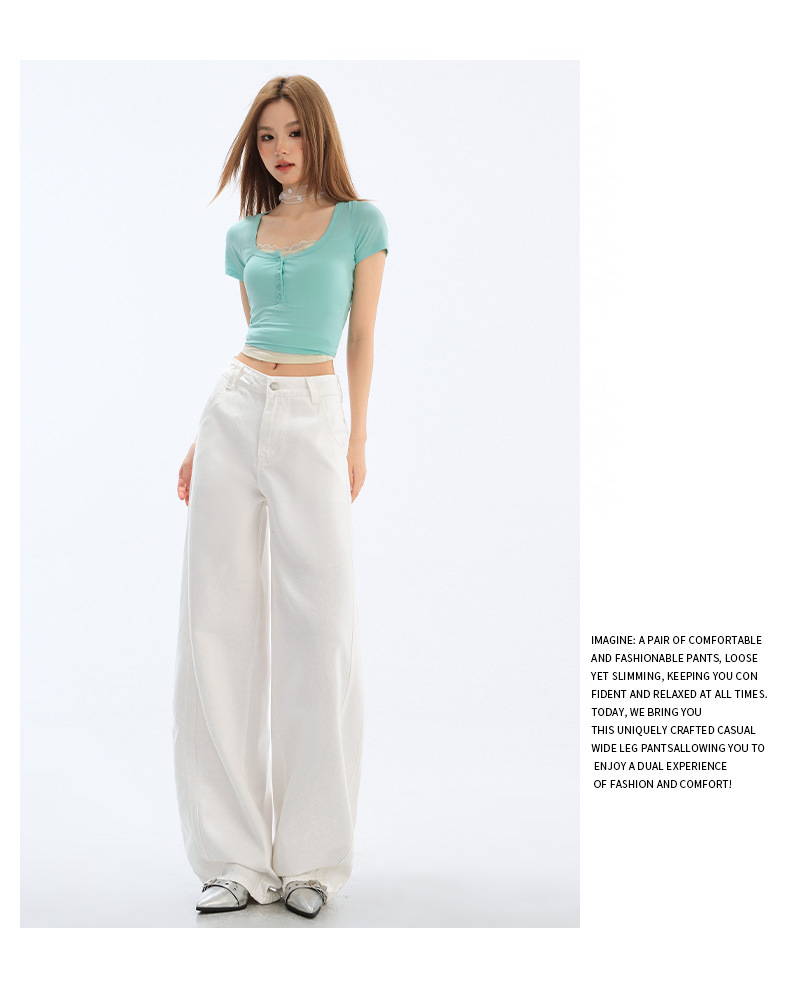 Light-colored Wide-leg Jeans for Women - Summer New Arrival, Split Design Loose Fit Concealing Meaty Legs with Vertical Feel Banana Flare Pants